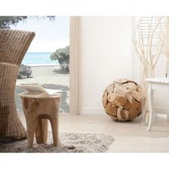 MACABANE Statuettes Et Figurines Boule Déco Bois Nature -Vases Soldes boule deco bois nature 1