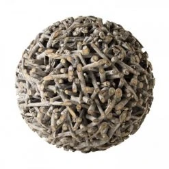 MACABANE Statuettes Et Figurines Boule Déco En Teck Branches Grise -Vases Soldes boule deco en teck branches grise 2