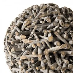 MACABANE Statuettes Et Figurines Boule Déco En Teck Branches Grise