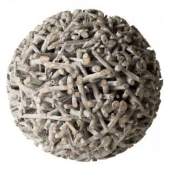 MACABANE Statuettes Et Figurines Boule Déco En Teck Branches Grise -Vases Soldes boule deco en teck branches grise 4