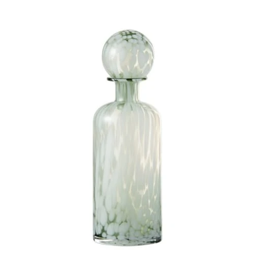 LANADECO Statuettes Et Figurines Bouteille Déco Verre Vert Et Blanc Avec Bouchon H33,5cm 3 LANADECO Statuettes Et Figurines Bouteille Déco Verre Vert Et Blanc Avec Bouchon H33,5cm