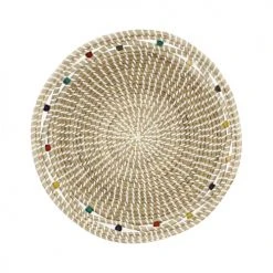 Pirouette Paris Statuettes Et Figurines Corbeille Ronde En Jonc De Mer Et Perles De Bois D37