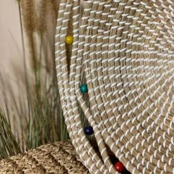 Pirouette Paris Statuettes Et Figurines Corbeille Ronde En Jonc De Mer Et Perles De Bois D37 -Vases Soldes corbeille ronde en jonc de mer et perles de bois d37 4