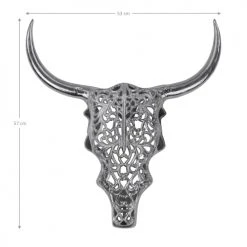 WOMO-DESIGN Statuettes Et Figurines Crâne Avec Cornes Sculpture Argent, 57x35 Cm, Aluminium -Vases Soldes crane avec cornes sculpture argent 57x35 cm aluminium 2