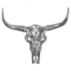WOMO-DESIGN Statuettes Et Figurines Crâne Avec Cornes Sculpture Argent, 70x58 Cm, Aluminium