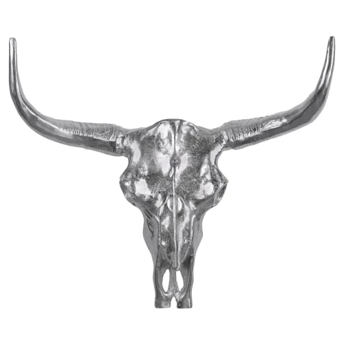 WOMO-DESIGN Statuettes Et Figurines Crâne Avec Cornes Sculpture Argent, 70x58 Cm, Aluminium 3 WOMO-DESIGN Statuettes Et Figurines Crâne Avec Cornes Sculpture Argent, 70x58 Cm, Aluminium