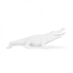 Potiron Paris Statuettes Et Figurines Crocodile Décoratif Blanc En Polyrésine -Vases Soldes crocodile decoratif blanc en polyresine 2
