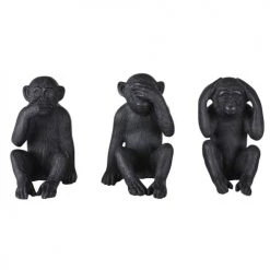 Maisons Du Monde Statuettes Et Figurines Déco à Poser Singes En Résine Noire (x3)
