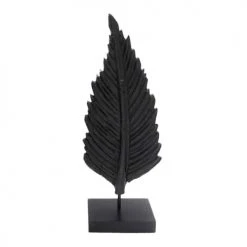 Sensei Maison Statuettes Et Figurines Feuille Décorative En Bois De Manguier Noir 21x9x50 Cm