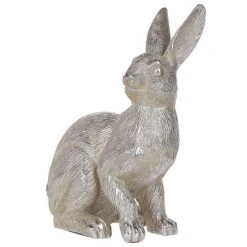 Beliani Statuettes Et Figurines Figurine Décorative Lapin Argenté 35 Cm
