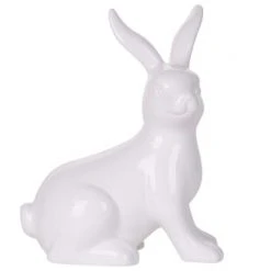 Beliani Statuettes Et Figurines Figurine Décorative Lapin En Céramique Blanc 21 Cm