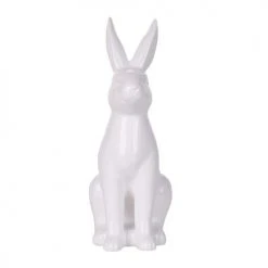 Beliani Statuettes Et Figurines Figurine Décorative Lapin En Céramique Blanc 26 Cm -Vases Soldes figurine decorative lapin en ceramique blanc 26 cm 2