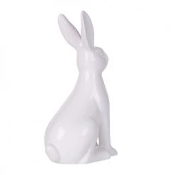 Beliani Statuettes Et Figurines Figurine Décorative Lapin En Céramique Blanc 26 Cm -Vases Soldes figurine decorative lapin en ceramique blanc 26 cm 3