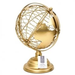 Toilinux Statuettes Et Figurines Globe Terrestre Décoratif En Métal Doré -Vases Soldes globe terrestre decoratif en metal dore 2