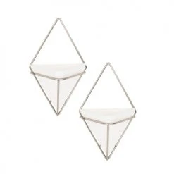 Umbra Lot De 2 Vases Muraux Trigg Céramique Chromé