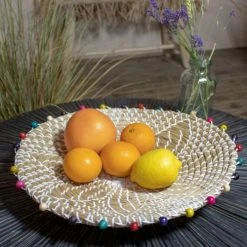 Pirouette Paris Statuettes Et Figurines Panier Rond En Jonc De Mer Et Perles De Bois D40 -Vases Soldes panier rond en jonc de mer et perles de bois d40 2