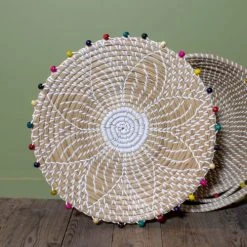 Pirouette Paris Statuettes Et Figurines Panier Rond En Jonc De Mer Et Perles De Bois D40 -Vases Soldes panier rond en jonc de mer et perles de bois d40 5