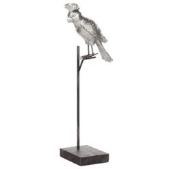Beliani Statuettes Et Figurines Perroquet Décoratif Noir Et Argenté
