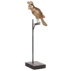 Beliani Statuettes Et Figurines Perroquet Décoratif Noir Et Doré