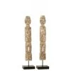 LANADECO Statuettes Et Figurines Personnage Sur Pied Bois Albasia Gris H46cm - Lot De 2 -Vases Soldes personnage sur pied bois albasia gris h46cm lot de 2