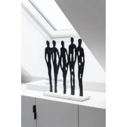 LANADECO Statuettes Et Figurines Personnages Sur Rang Alu/marbre Noir/blanc H40cm -Vases Soldes personnages sur rang alu marbre noir blanc h40cm 3