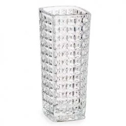 Wadiga Vases Petit Vase Carré En Verre Transparent Points - 6.4x6.4x15cm
