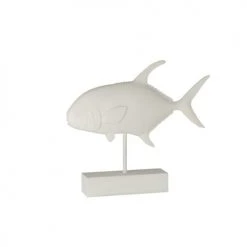 LANADECO Statuettes Et Figurines Poisson Sur Pied Résine Blanc H43,5cm