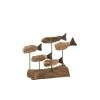 LANADECO Statuettes Et Figurines Poissons Sur Pied Bois Flotté/métal Naturel H22cm -Vases Soldes poissons sur pied bois flotte metal naturel h22cm