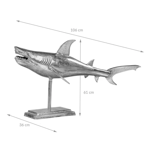 WOMO-DESIGN Statuettes Et Figurines Sculpture Requin Aluminium 106 X 36 X 61 Cm Argenté 5 WOMO-DESIGN Statuettes Et Figurines Sculpture Requin Aluminium 106 X 36 X 61 Cm Argenté – Image 3