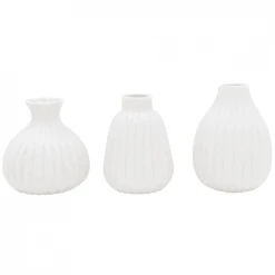 Wadiga Set De 3 Petits Vases En Porcelaine Blanche