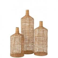 LANADECO Set De 3 Vases Décoratifs Bambou Naturel