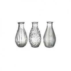 Wadiga Set De 3 Vases En Verre - 6.8x6.8x14cm