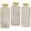 Wadiga Set De 3 Vases Verre Transparent Et Doré H13cm -Vases Soldes set de 3 vases verre transparent et dore h13cm