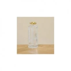Wadiga Set De 3 Vases Verre Transparent Et Doré H13cm -Vases Soldes set de 3 vases verre transparent et dore h13cm 3