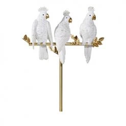 Maisons Du Monde Bustes Et Statues Statue 3 Perroquets Sur Branche Blanche Et Doré Mat H50