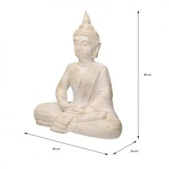 ECD Germany Statuettes Et Figurines Statue De Bouddha Polyrésine Beige-gris 40 X 24 X 48 Cm -Vases Soldes statue de bouddha polyresine beige gris 40 x 24 x 48 cm 2
