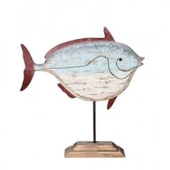 Wadiga Statuettes Et Figurines Statue Déco à Poser En Bois Et Métal Poisson