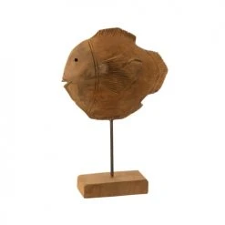 Wadiga Statuettes Et Figurines Statue Déco à Poser En Teck Poisson 25x8x37cm