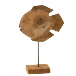 Wadiga Statuettes Et Figurines Statue Déco à Poser En Teck Poisson 30,5x10x45cm