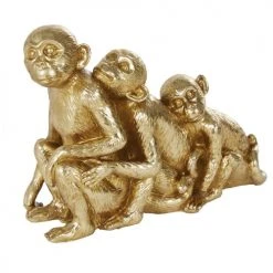 Maisons Du Monde Statuettes Et Figurines Statue Famille De Singes Dorée H40