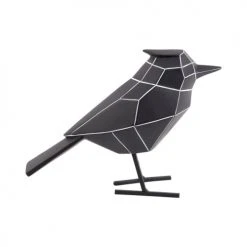 Present Time Statuettes Et Figurines Statue Origami Bird Stripes Noir H18cm -Vases Soldes statue origami bird stripes noir h18cm 3