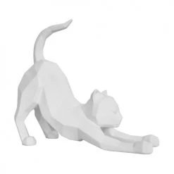 Present Time Statuettes Et Figurines Statue Origami Blanche Chat étiré H26,2cm