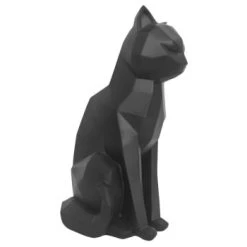 Present Time Statuettes Et Figurines Satuette Chat Assis Design Blanc Mat -Vases Soldes statue origami chat assis resine noir 4