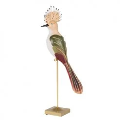 Maisons Du Monde Statuettes Et Figurines Statue Perroquet En Résine Et Métal Doré, Beige, Vert Olive, Violet Et Blanc H40