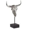 Beliani Statuettes Et Figurines Statuette Décorative Crâne De Buffle Argenté -Vases Soldes statuette decorative crane de buffle argente