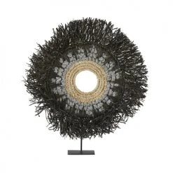 Maisons Du Monde Statuettes Et Figurines Statuette En Métal Et Sisal Gris Et Noir H68