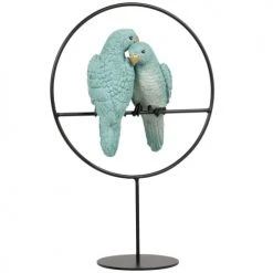 Maisons Du Monde Statuettes Et Figurines Statuette En Métal Noir Et Oiseaux Bleus H29