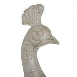 Ixia Statuettes Et Figurines Statuette Paon De Décoration Blanc Patiné Or Et Argent -Vases Soldes statuette paon de decoration blanc patine or et argent 2