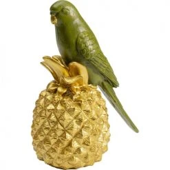 Kare Design Statuettes Et Figurines Statuette Perroquet Vert Sur Ananas Doré En Polyrésine