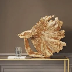 Kare Design Statuettes Et Figurines Statuette Poisson Combattant En Polyrésine Dorée 37x34 -Vases Soldes statuette poisson combattant en polyresine doree 37x34 2